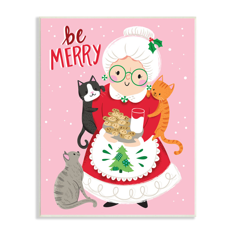 Be Be Merry Grandma Christmas Cookies Cats Percher, H 19 po x l 13 po x P 0,5 po, Plaque murale