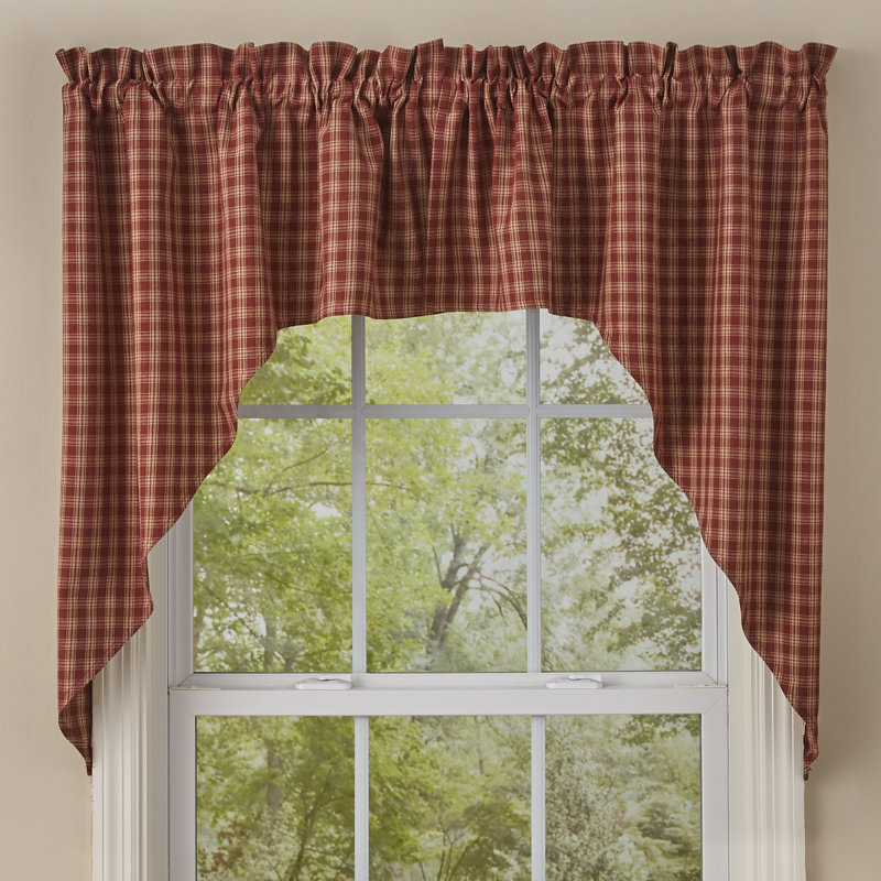 Sturbridge Cotton Plaid Swag Window Valance, Wine