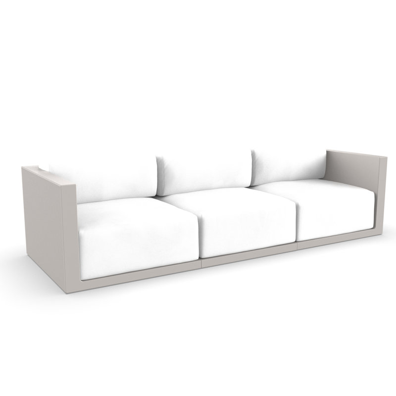 Gatsby 114" Wide Outdoor Patio Sofa with Cushions, Ecru, Nautical Taupe
