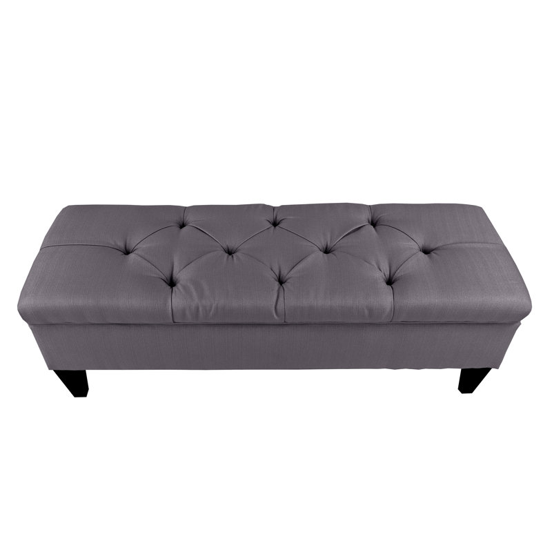 Conyers Polyester Blend Upholstered Storage Bench, Gray-Red