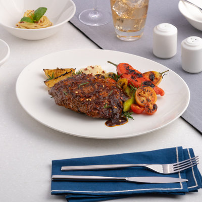 Assiette à steak ronde en porcelaine de qualité supérieure PRime Ivory | Ivoire | 11,8 po | Va au micro-ondes et au lave-vaisselle