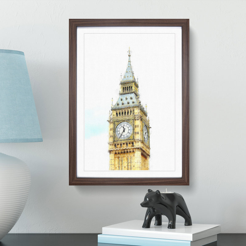 Big Ben - Picture Frame Graphic Art Print, 63cm H x 45cm W x 2cm D, Walnut Framed