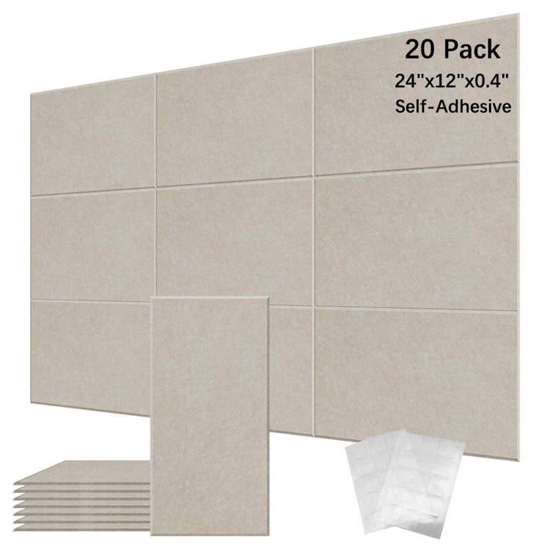 Acoustic Panels 20-Pack Soundproof Wall Panels 24"X12"X0.4" Sound Panels High Density Sound Dampening Panels, Deep Camel
