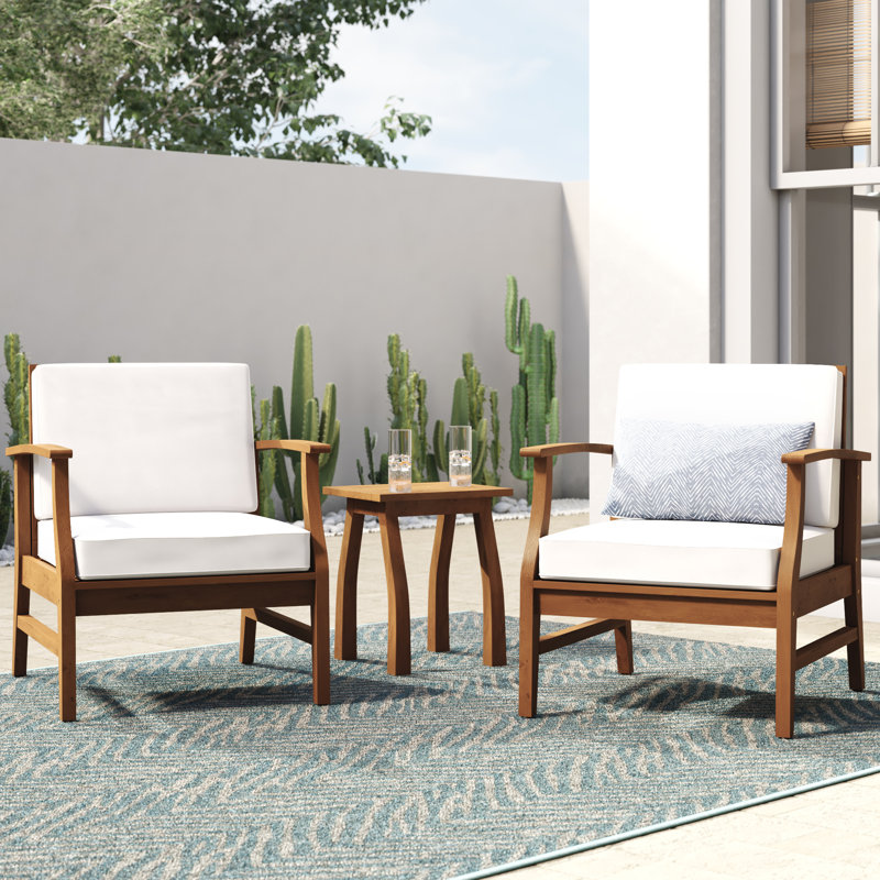 Bevelyn Acacia 2-Person Patio Set with Cushions