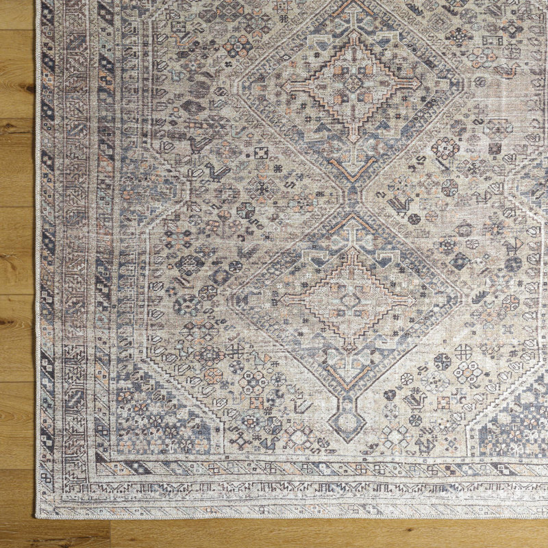 Vivir x Livabliss Eleni Sterling Grey Machine Washable Area Rug, Rectangle 6'7" x 9'