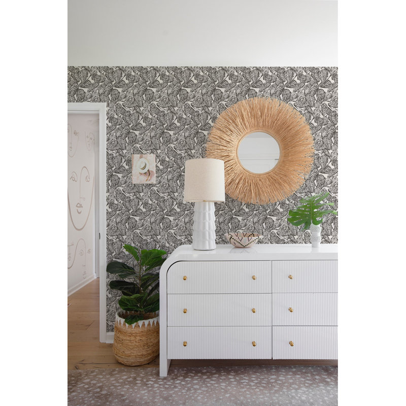 Bull’s Bay Oysters Dune Veil Wallpaper by Megan Molten, Brown/Beige/Tan, Faux Grasscloth, Non-Pasted