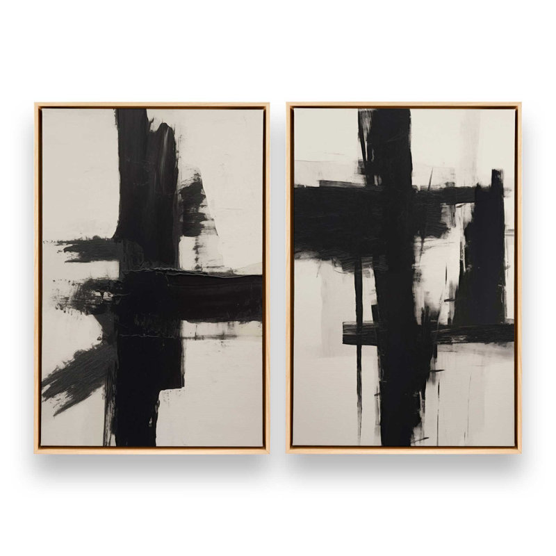 Contrast in Silence, ensemble de 2 impressions sur toile, Cadre américain en érable flottant