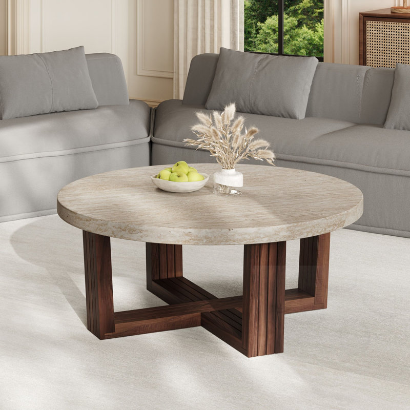 Table basse ronde avec base en croix