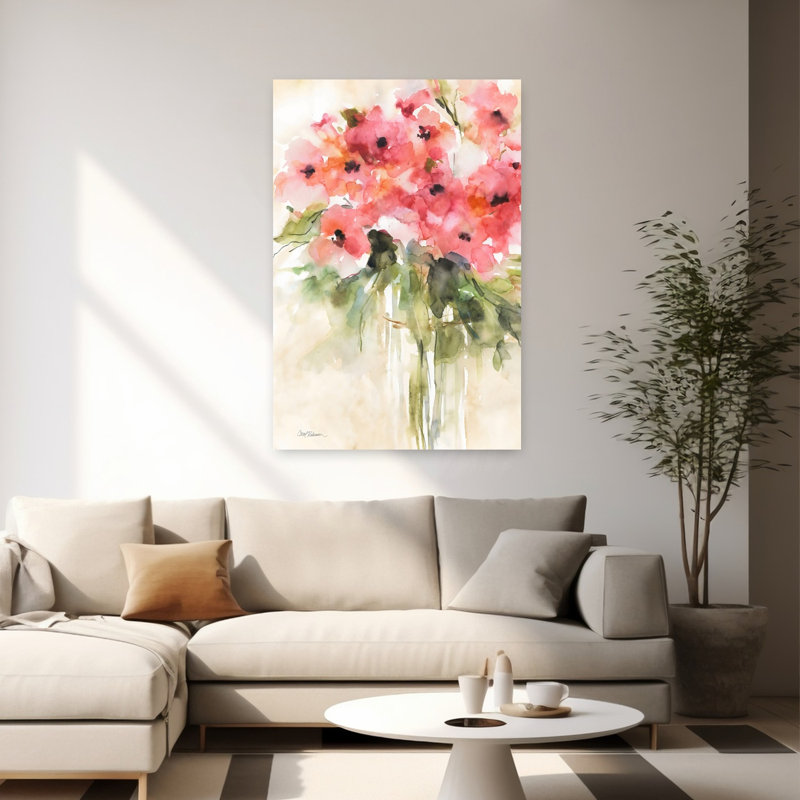 Casual Bouquet II Contemporary Elegant Modern Hydrangea Peony Nature Spring Wall Art, 60" H x 40" W