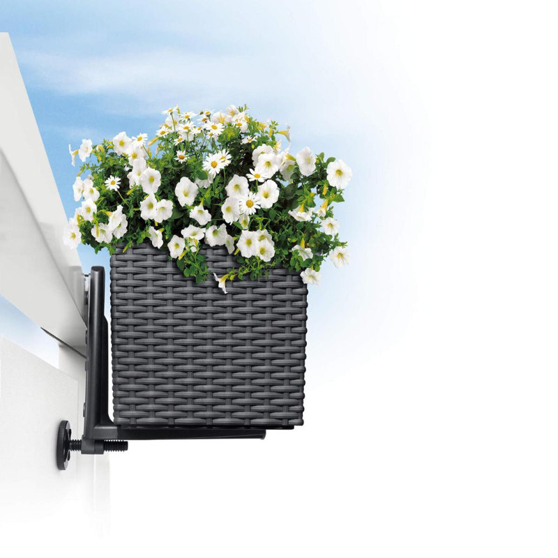 Balcony box plastic holders, 1 pair, Black
