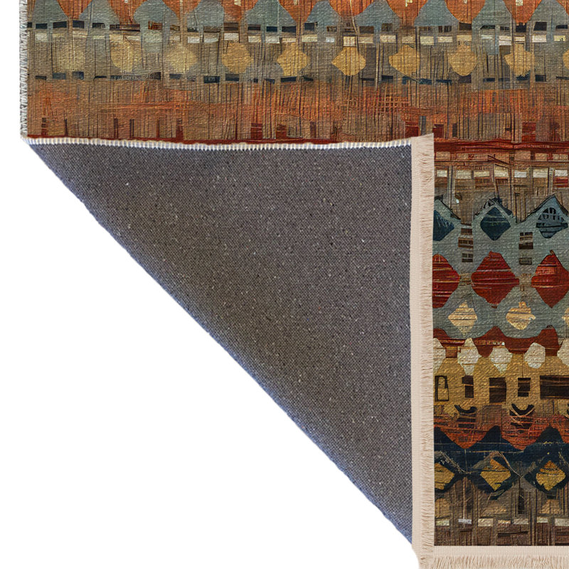 Dark-Toned Multi-Colored Motif Mixed Shape Patterned Creative Vintage Decorative Rug, Rectangle 3'11.24" x 5'10.87"