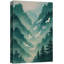 «White Cranes in Snowy Mountain Forest Art», reproduction d'art sur toile encadrée-541309301-541309064
