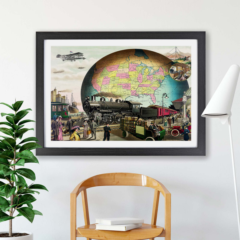 20th Century Transportation - Framed Print, Black, 62cm H x 87cm W x 2cm D