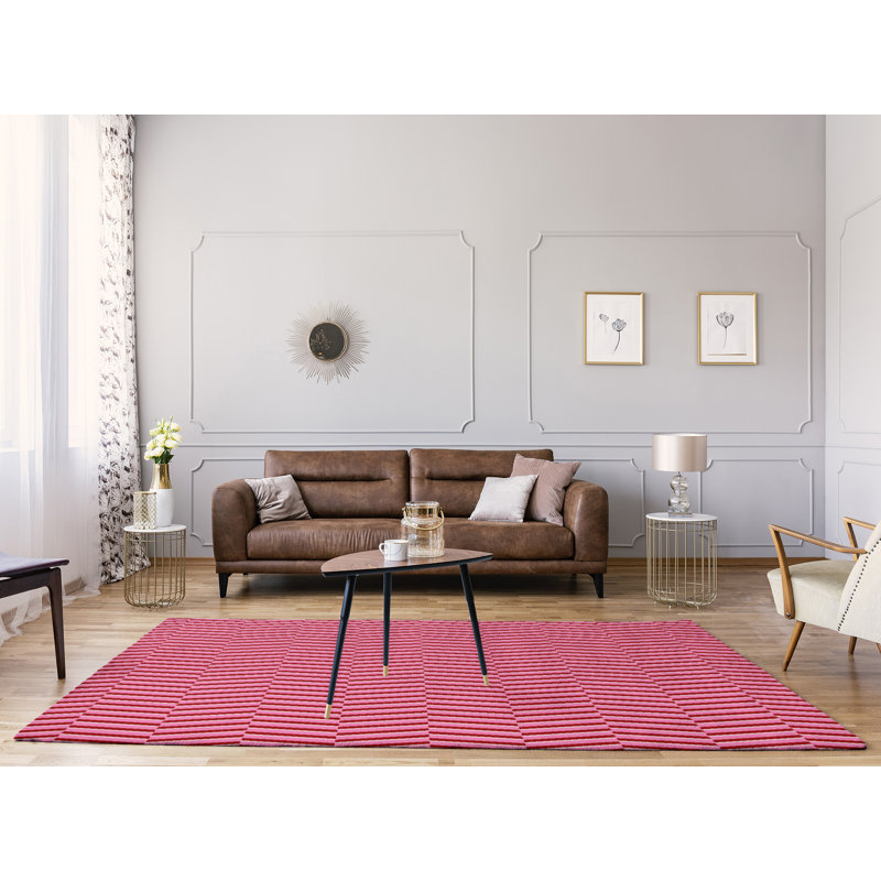 Tapis rose/rouge fait main, Rectangle 9 pi x 12 pi
