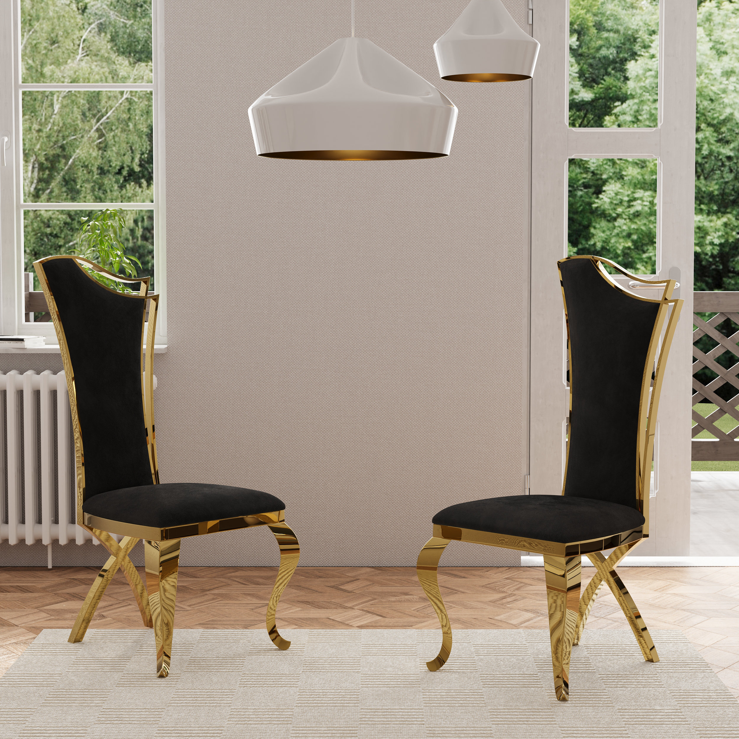 Rosdorf Park Velvet Dining Chair with Gold Legs &amp; Reviews | Wayfair