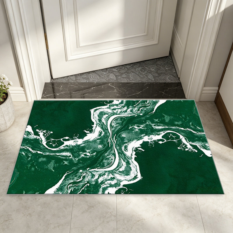 Green Marble carpet-easy to clean, machine-washable, soft and comfortable; suitable for door mats, kitchens, living rooms, bedrooms, corridors, and laundry areas. Easy to clean, durable carpet for home decoration.