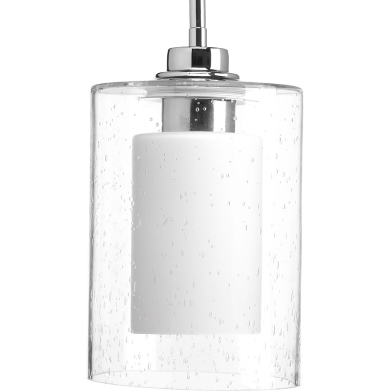 Luminaire suspendu à cylindre simple 1 lumières Lewter, Chrome poli, H 10 po x l 5,88 po x P 5,88 po