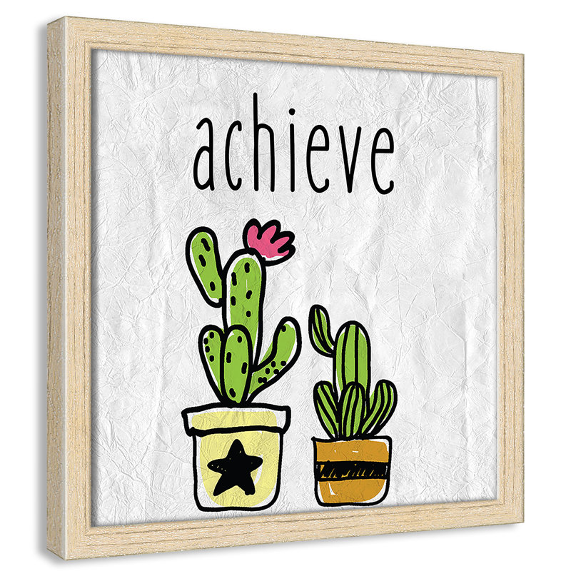 Impression sur papier Cacti C, Encadré de boîte beige, H 22,5 po x l 22,5 po x P 1,18 po