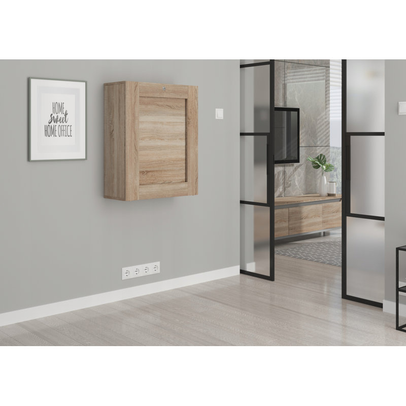 Rolef L-Shaped Floating Desk, Sonoma Oak