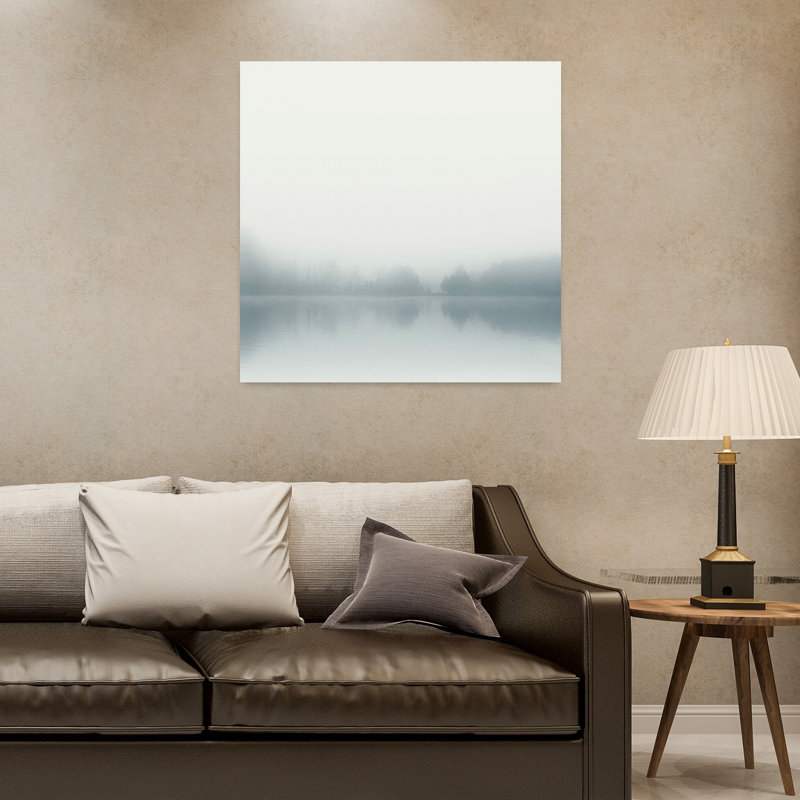 Paysage lointain, paysage contemporain abstrait, H 32 po x l 32 po