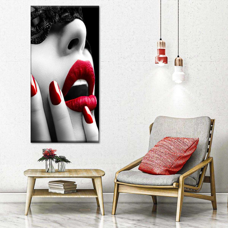 Impression sur toile «Red Lips», H 27 po x l 54 po x P 1,25 po