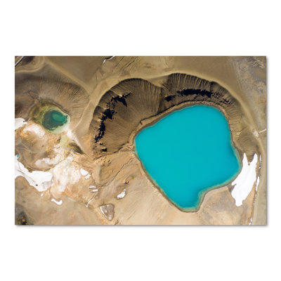 Vue aérienne du lac volcanique azur - Photographie sur toile