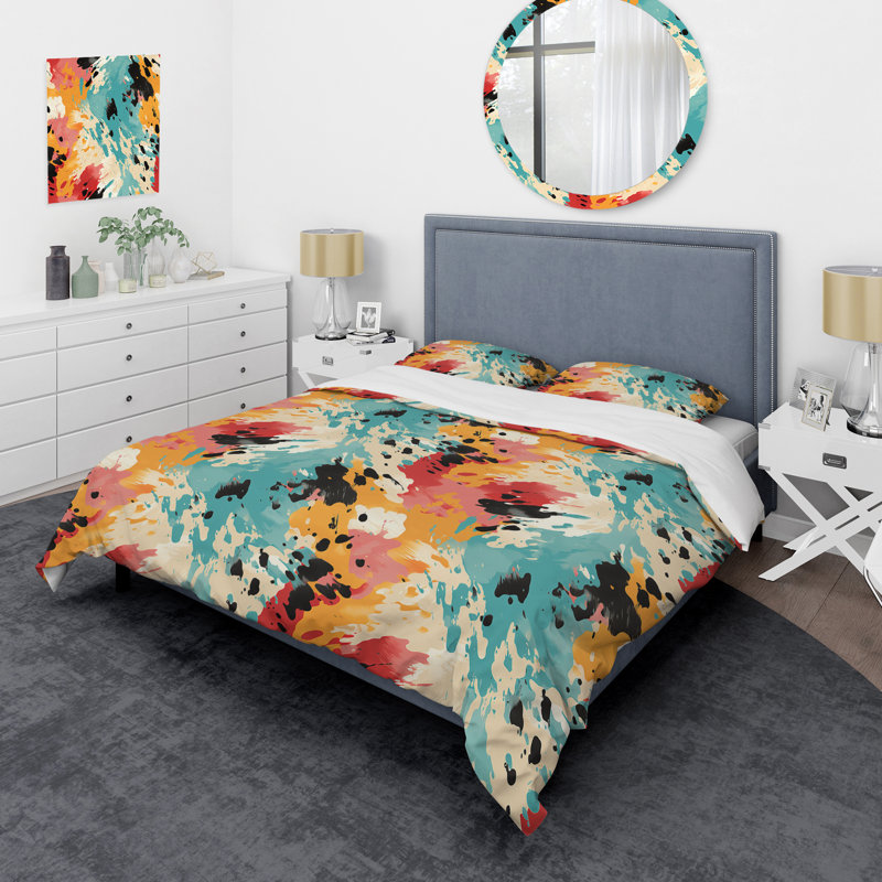 Ensemble de housse de couette multicolore Feather Fury IV, Housse de couette pour très grand lit et 2 très