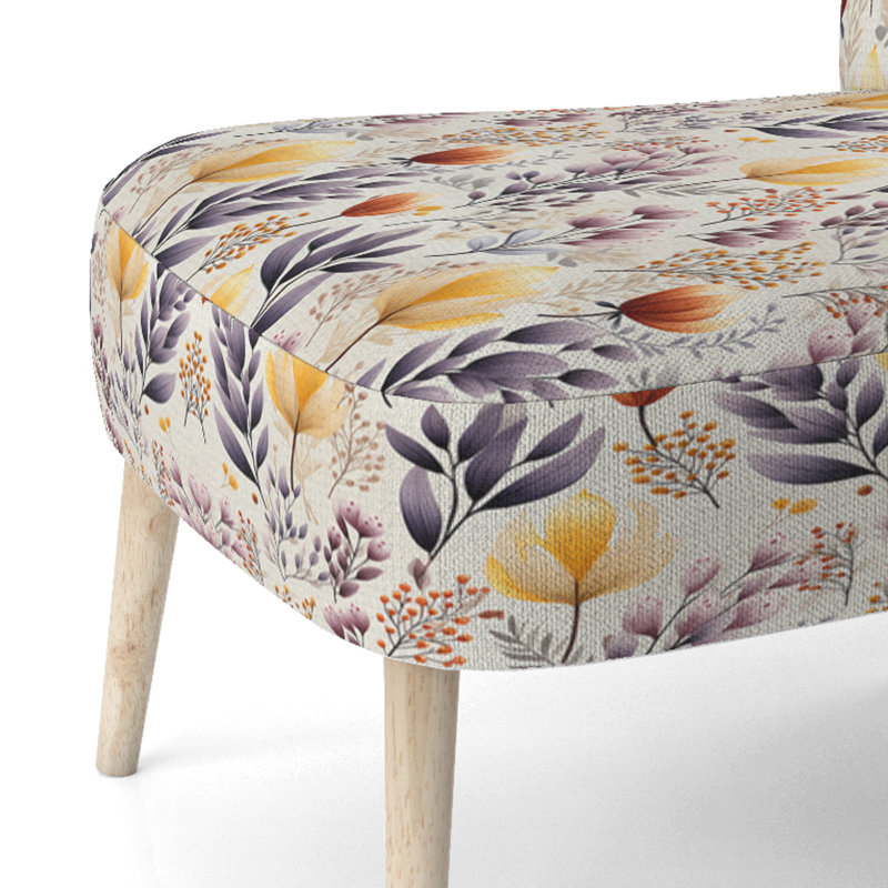 Chaise d'appoint rembourrée bohémienne et éclectique mauve