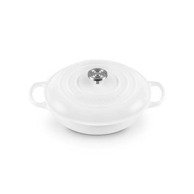 Le Creuset Enameled Cast Iron Signature Braiser 5Qt. - White, Crucible Ss Knob