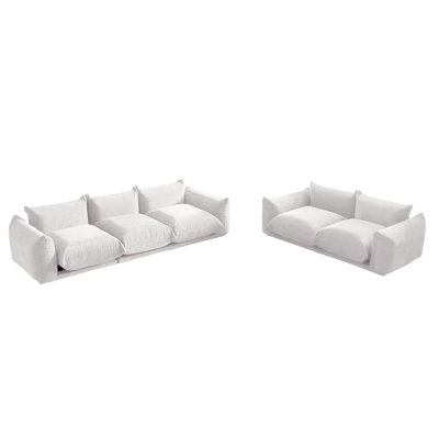 Canapé modulaire rembourré en tissu 5 pièces en chenille avec repose-pieds Cath, 2 pièces incluses