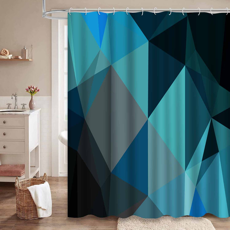 Rideau de douche bleu clair avec 12 crochets, L 72 po x l 78 po
