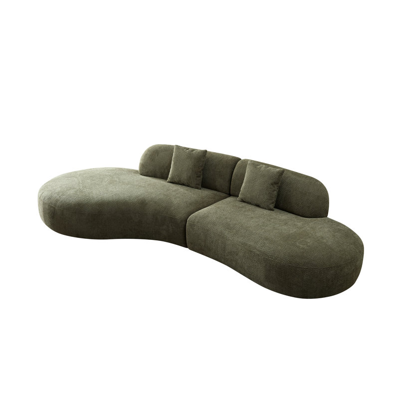 135‘’Curved Upholstered Sectional Sofa, Multiple Seating Positions, Fabric Upholstery Couch For With Pillows For Living Room Office,Apartment