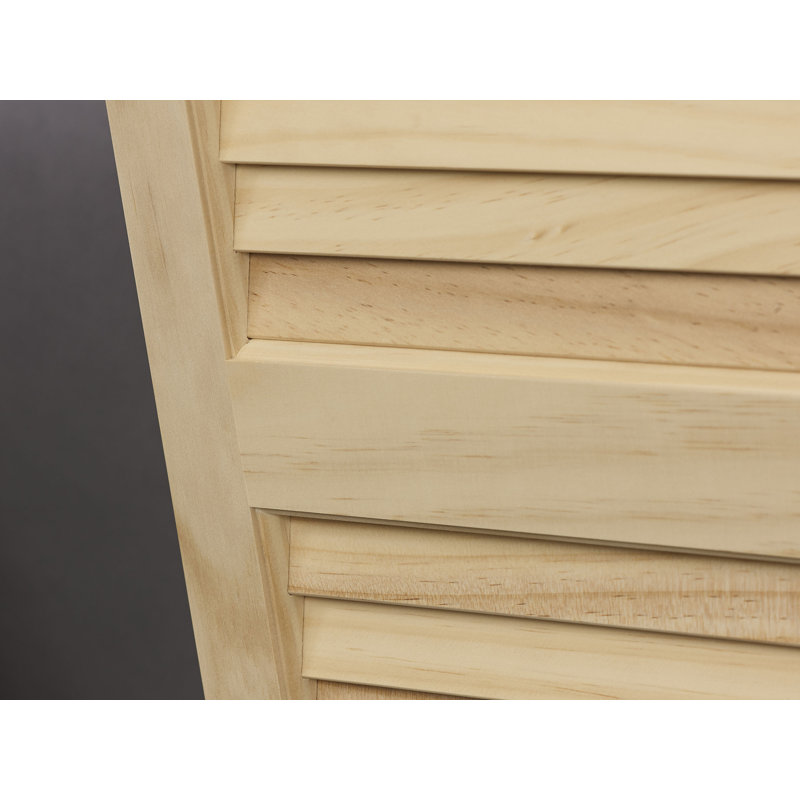 Unfinished Pine Louvered Exterior Wood Shutters, 15" x 63"