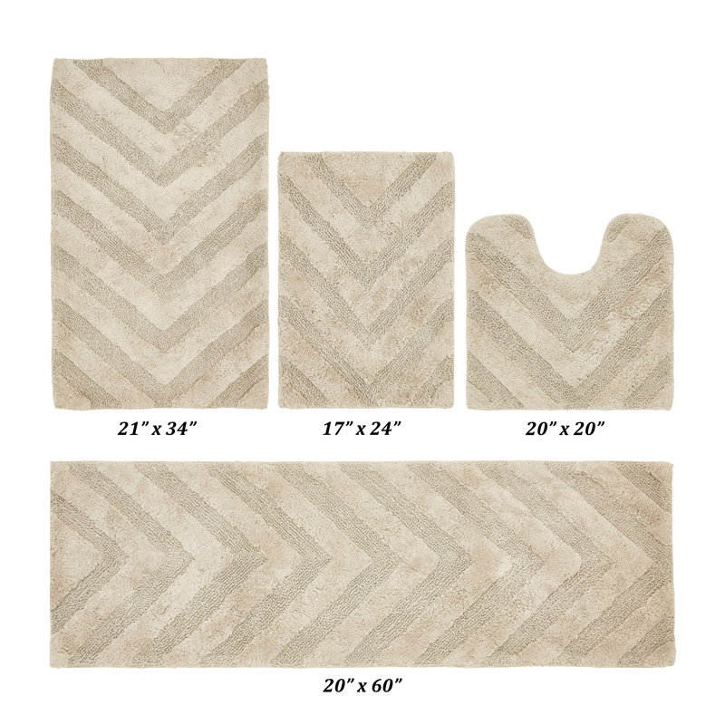 Hugo Premium 100% Cotton 2370 GSM 4-Piece Tufted Bath Rug Set with Non-Slip Spray Latex Backing, OEKO-TEX® Certified, Super Absorbent & Machine Washable, Sand