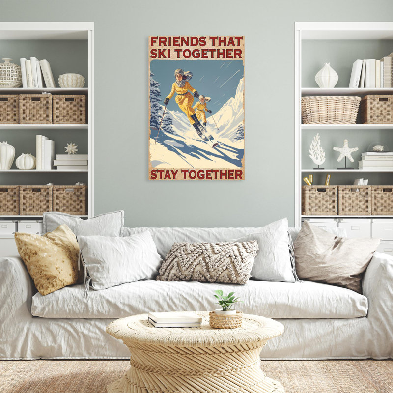 «Friends That Ski Together» - 1 pièce Rectangle Grap Friends That Ski Together - 1 pièce, reproduction d'art graphique sur toile tendue