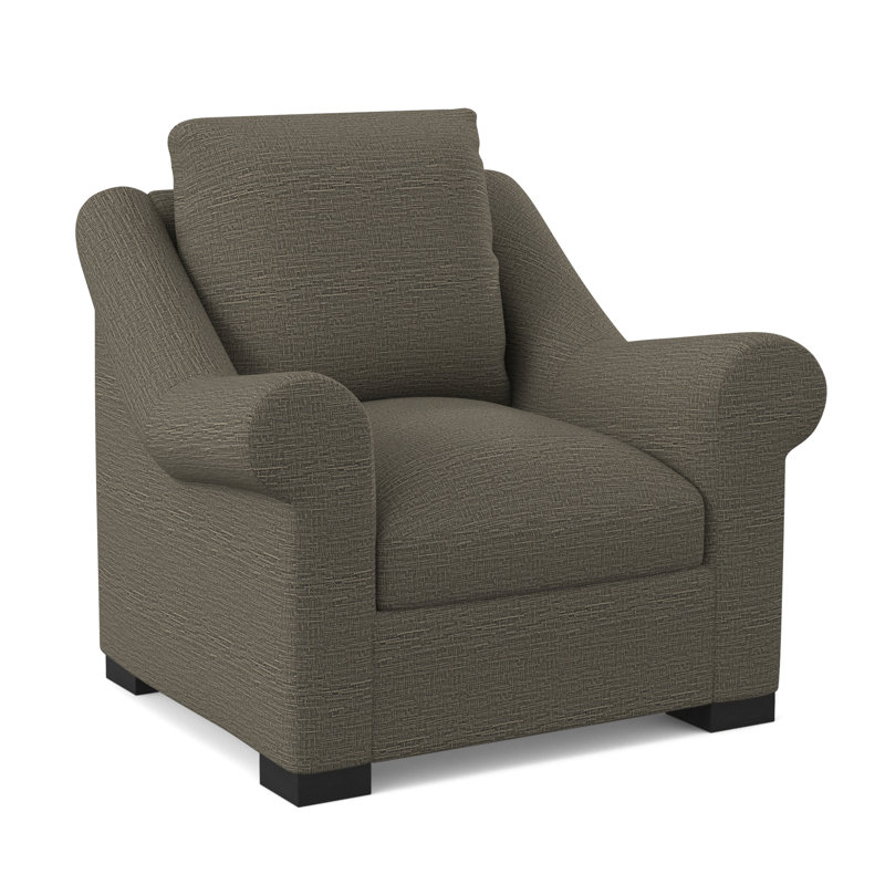 Canyon Sunbrella® and Boucle Armchair, Elise Harbor 100% Polyester, Espresso