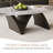 51" Modern Oval Coffee Table, Glossy Sintered Stone Table top With N-Shaped-Steel Base