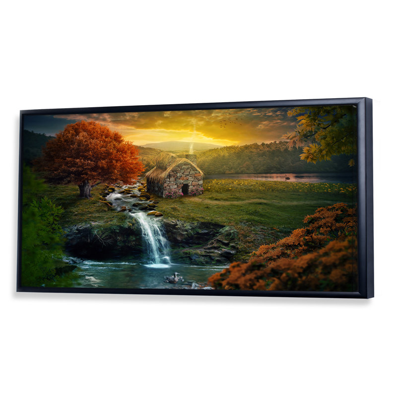 Peaceful Cottage - Photographie sur toile, H 8 po x l 12 po x P 1 po, Cadre noir