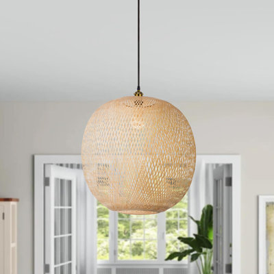 Luminaire suspendu rond en bambou tissé à la main