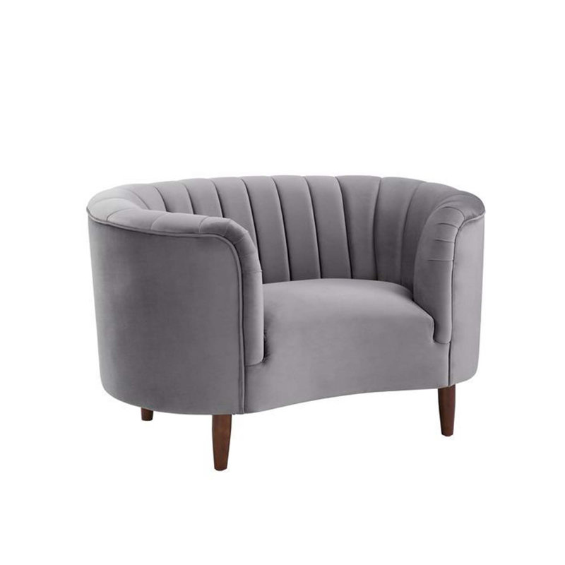 Fauteuil demi-tonneau 52 po, Velours gris