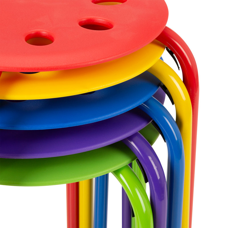 Assorted Color Plastic Stackable Office Stools, Set of 5