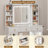 Vanity Desk with RGB Lights, Glass Top, Lighted Mirror and Built-in Hair Dryer Rack, All-in-One White Makeup Table with Drawers and Shelves-1204978350