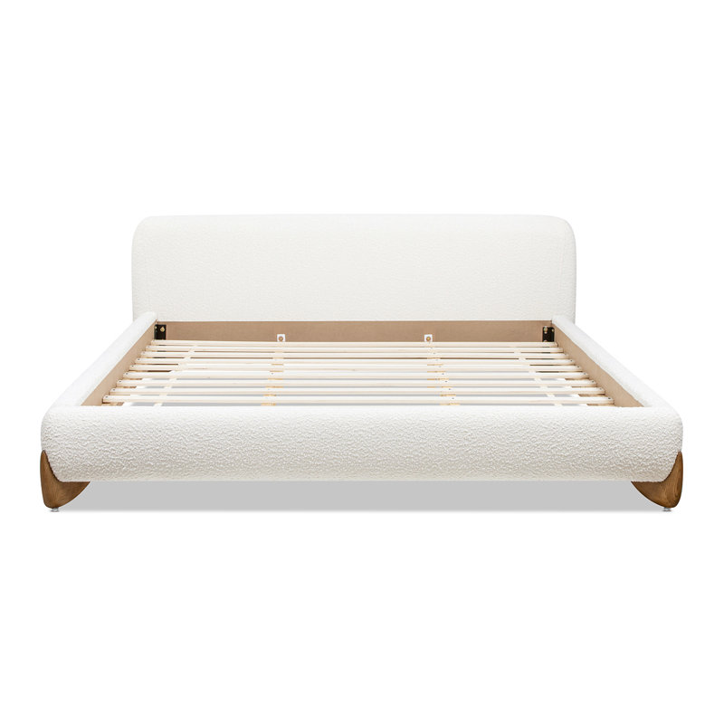 Lit plateforme Lansford Puffy, Très grand, Blanc
