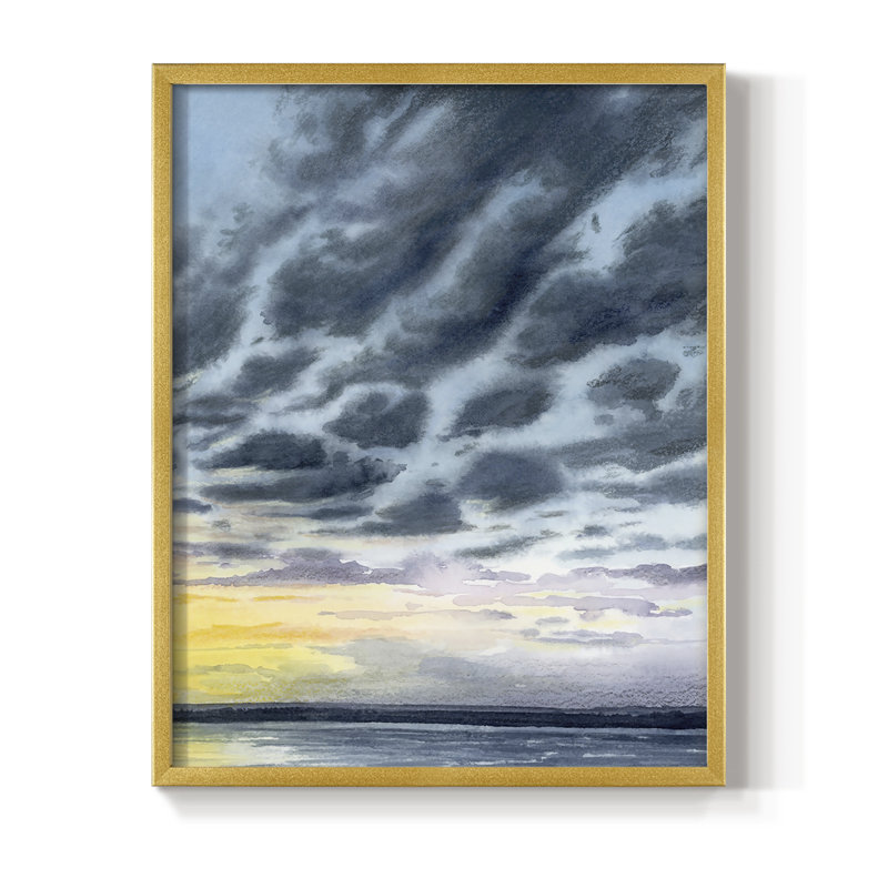 «Anastasia Island Sunset II», reproduction encadrée - bois massif, Or, H 14 po x l 11 po