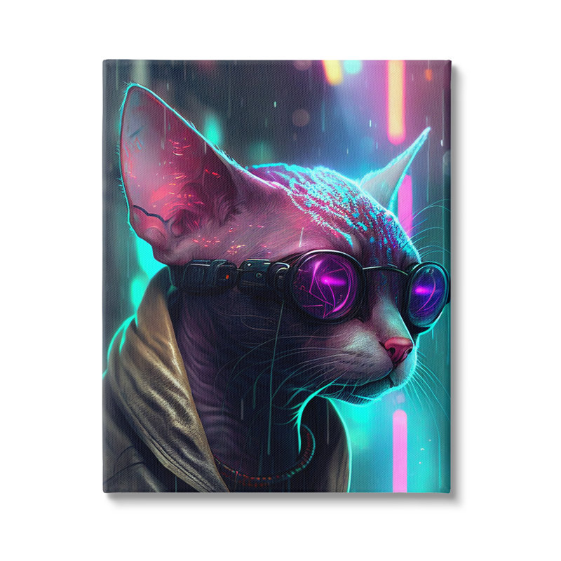 «Au-868-Canvas Sphynx Cat Futuristic Cyber Style on Canvas» par CyberGeek Design, impression, H 48 po x l 36 po x P 1,5 po
