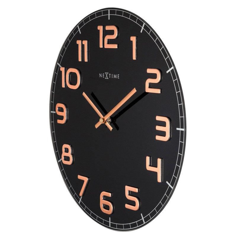 Horloge murale Broddie, Noir / Cuivre