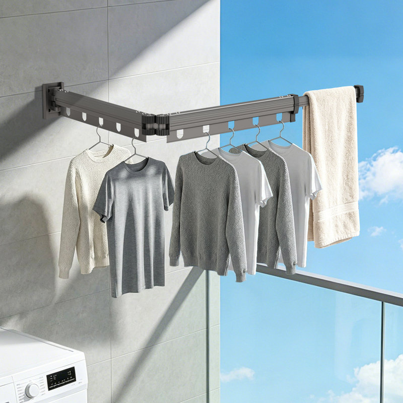 Aluminum Foldable Wall-Mounted Clothes Drying Rack