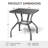 Merlene Powder-Coated Steel Frame Black Patio Side Table, Weather Resistant Outdoor Square End Table