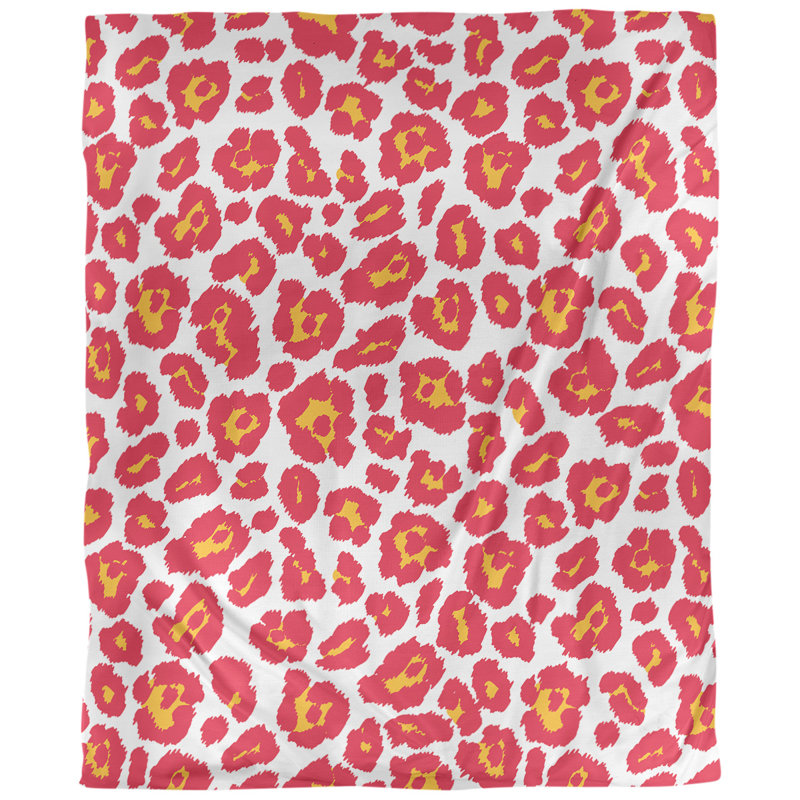Housse de couette à imprimé léopard Throwback, Polyester brossé, Housse de couette simple TG, Rose / jaune / blanc
