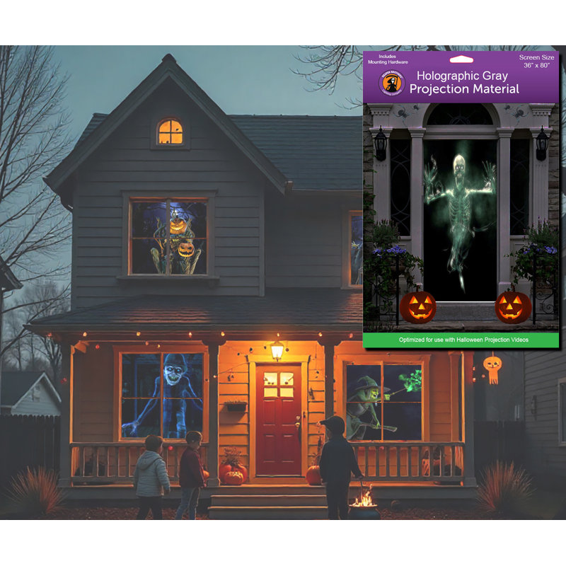 (36 "x 80" gris) Écran de projection arrière holographique avec quincaillerie de fixation pour projeter des vidéos d'Halloween 